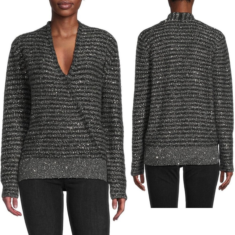 NWT New J.McLaughlin Gretta Glitter Merino Wool Blend Sweater Size M